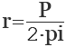 fórmula Encontrar el radio de un círculo conociendo la circunferencia