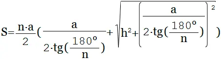 Fórmula Área de la superficie total de una pirámide regular