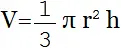fórmula Volumen de un cono a través del radio