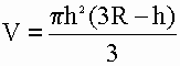 fórmula para el volumen de un segmento esférico, calculador