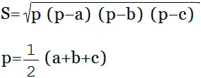 fórmula área del triángulo Por la fórmula de Herón