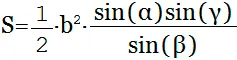 fórmula área del triángulo A través de un lado y los ángulos adyacentes a él