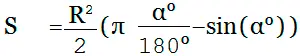 fórmula Área de segmento circular(grados)