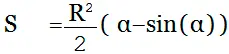fórmula Área de segmento circular(radianes)